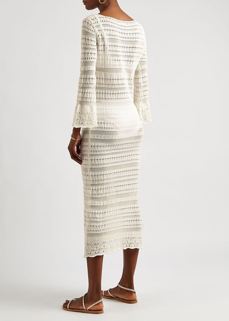 Brigitte white crochet-knit midi dress: additional image