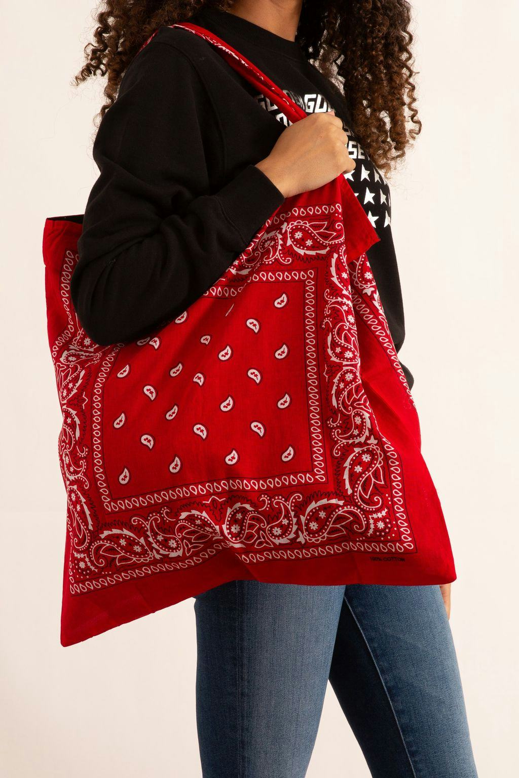 Bandana Beach Bag in Red: image 1