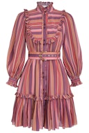 Viscose Swing Mini Dress in Pink/Purple Stripe: image 1