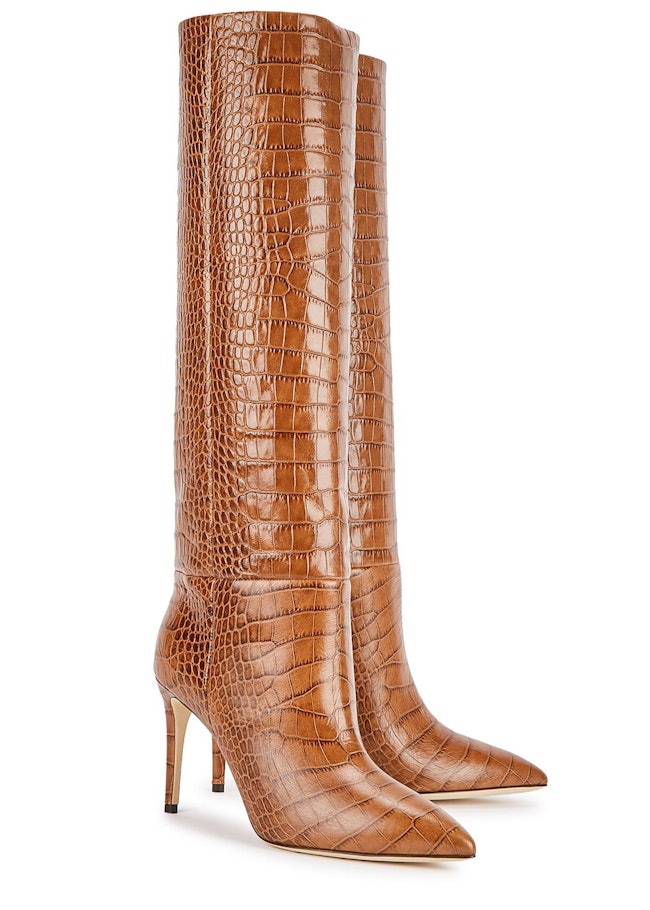 85 crocodile-effect leather knee-high boots: image 1