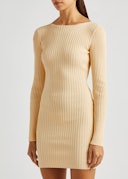 Lyla cream rib-knit mini dress: image 1