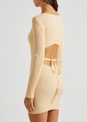 Lyla cream rib-knit mini dress: additional image