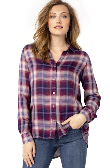 OVERSIZED BUTTON BACK PLAID SHIRT: image 1