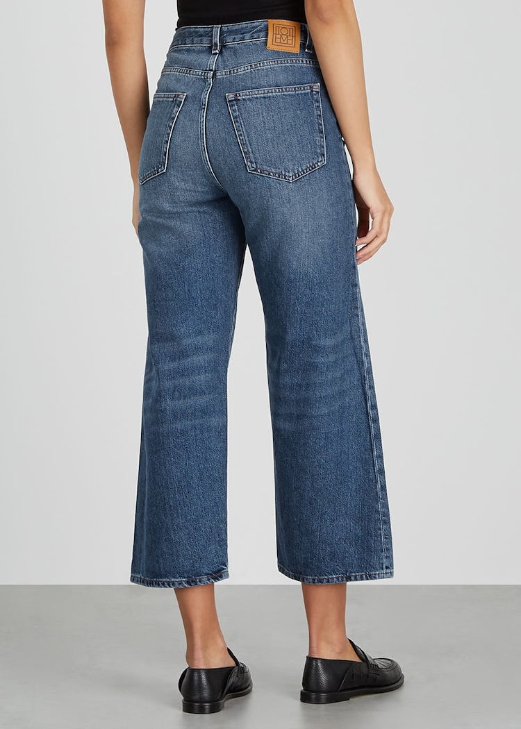 Blue cropped wide-leg jeans: additional image