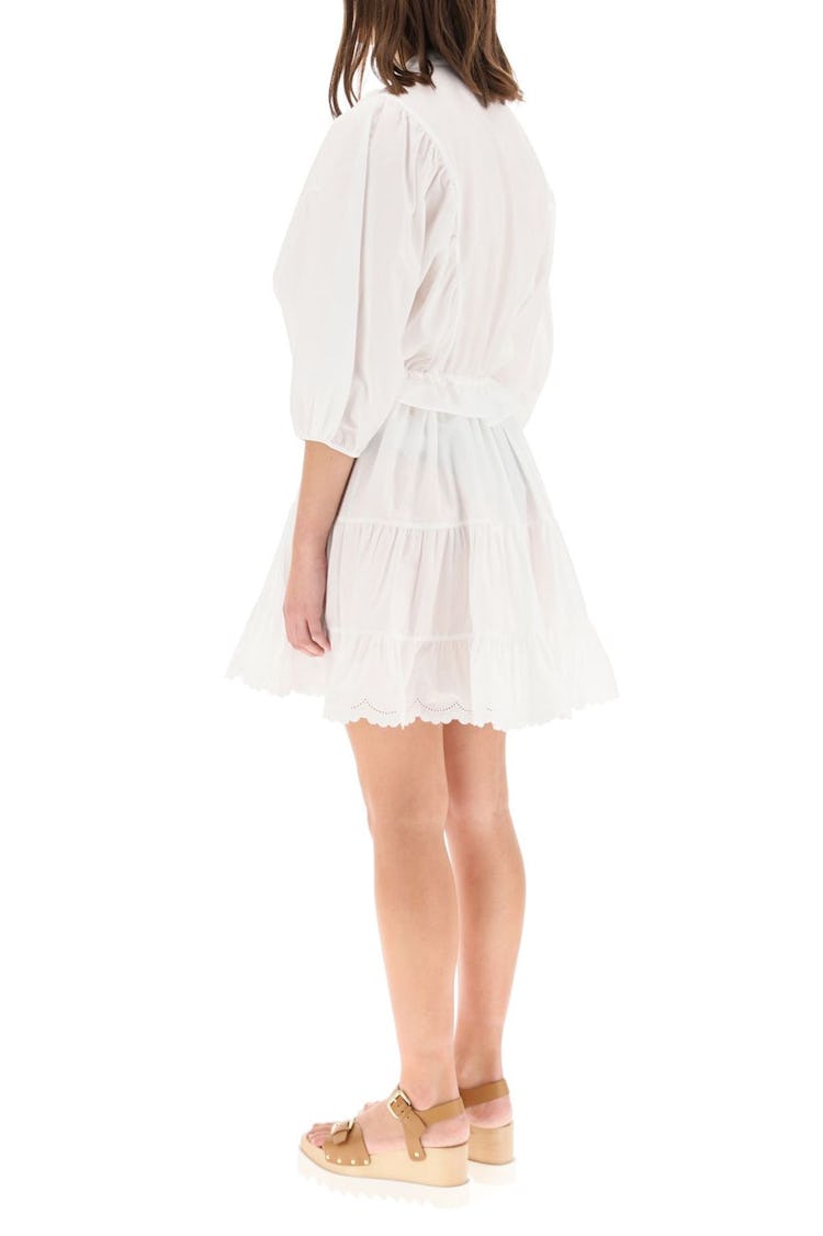 See By Chloe Poplin Dress With Ruffles And Logo Embroidery: additional image