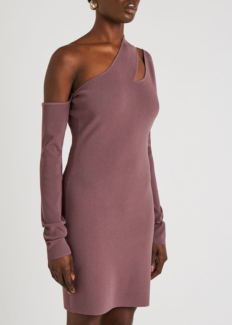 Shani mauve cut-out stretch-knit mini dress: additional image