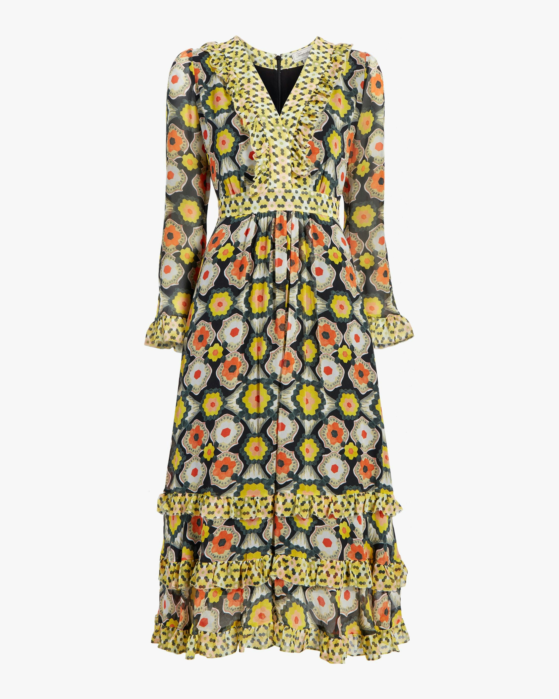 V-Neck Tiered Midi Dress: image 1