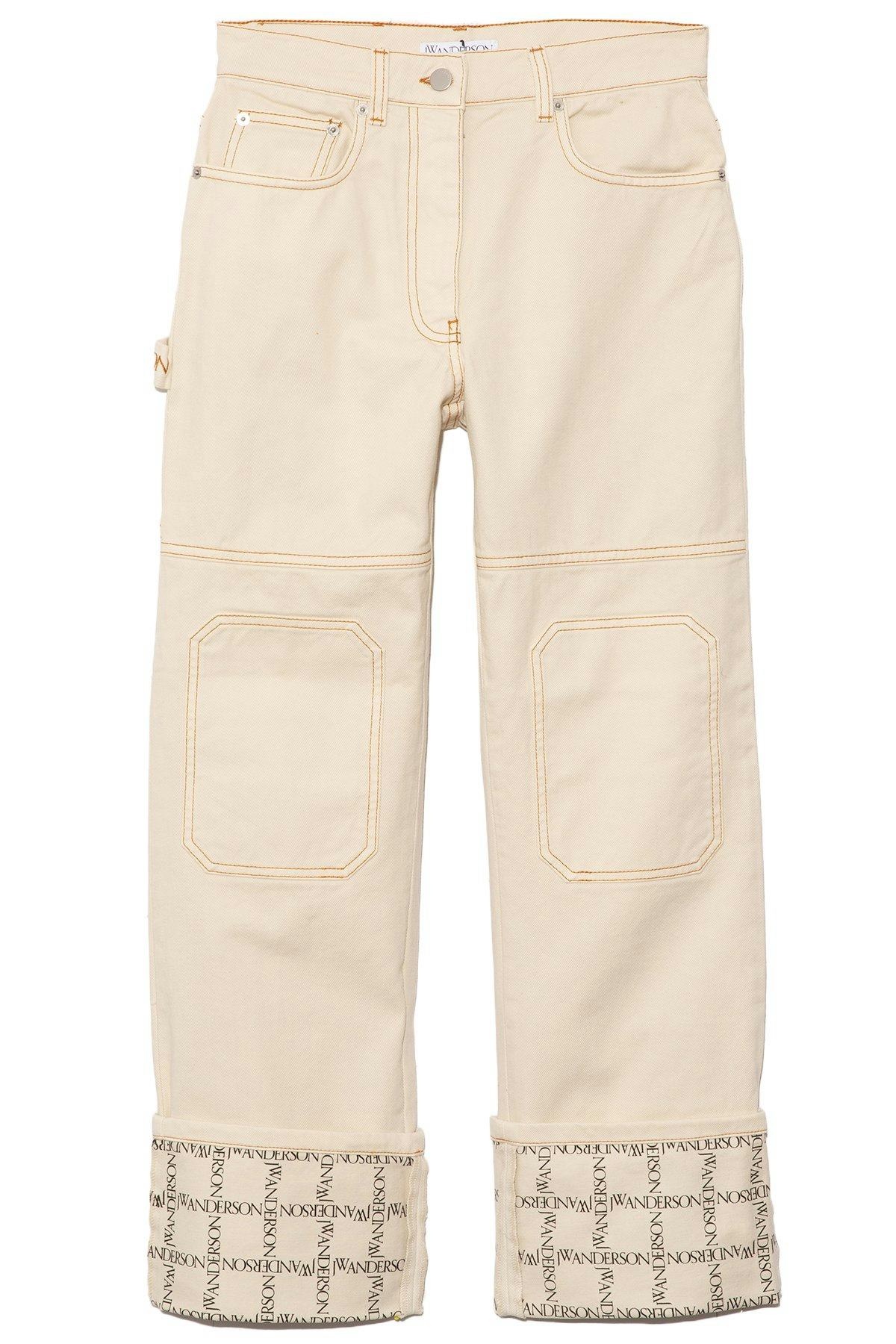 Logo Grid Workwear Jeans in Ivory: image 1