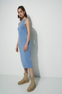 100% Recycled Boat Neck Open Back Midi Dress: additional image