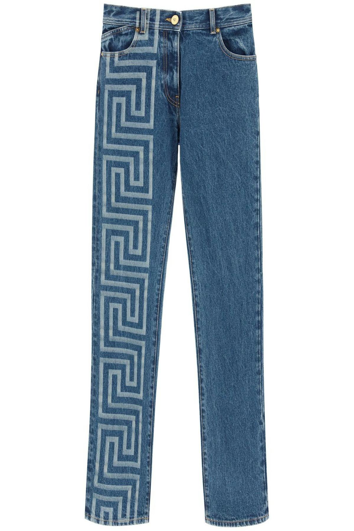 Versace Greca Print Wide Leg Jeans: image 1