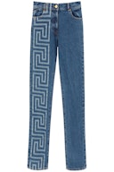 Versace Greca Print Wide Leg Jeans: image 1