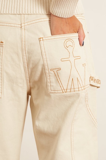 Logo Grid Workwear Jeans in Ivory: additional image