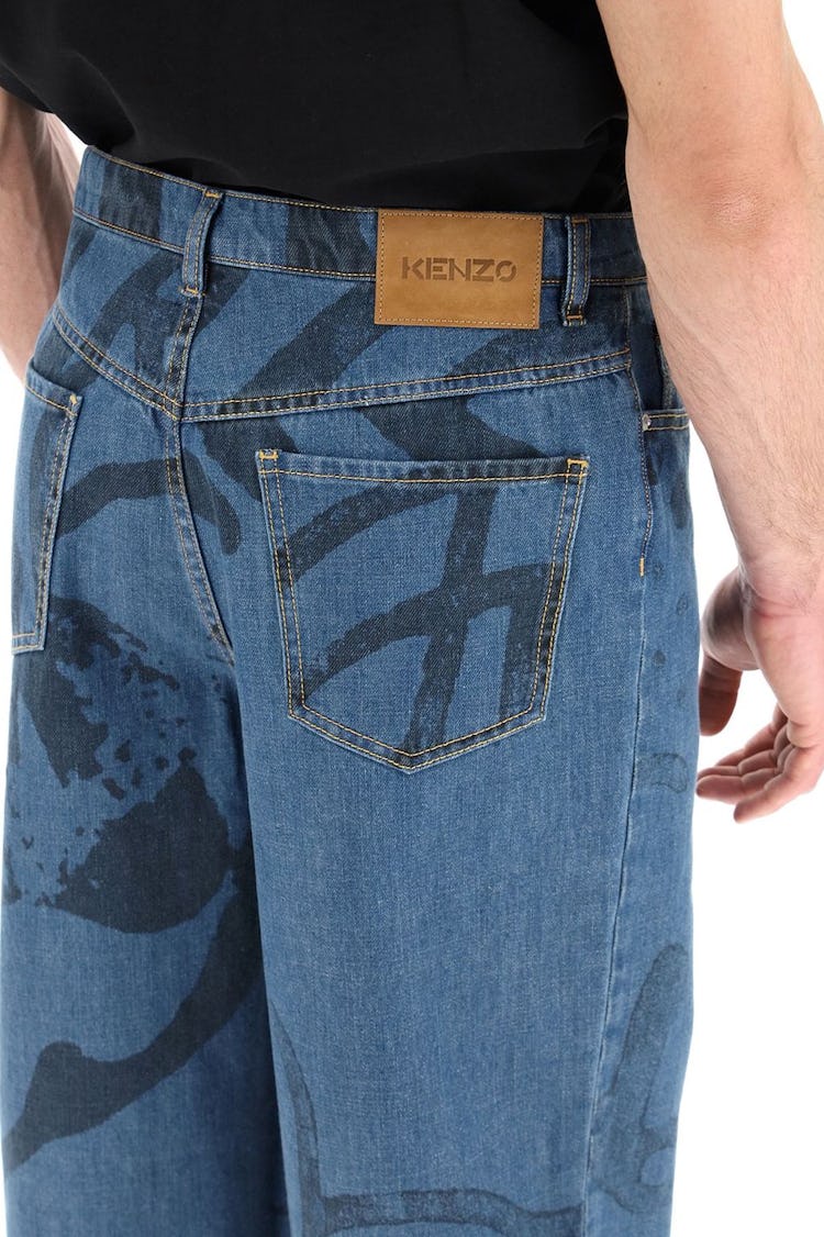Kenzo Large Jeans With K-tiger Print: additional image