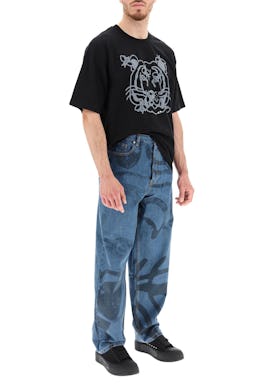 Kenzo Large Jeans With K-tiger Print: additional image