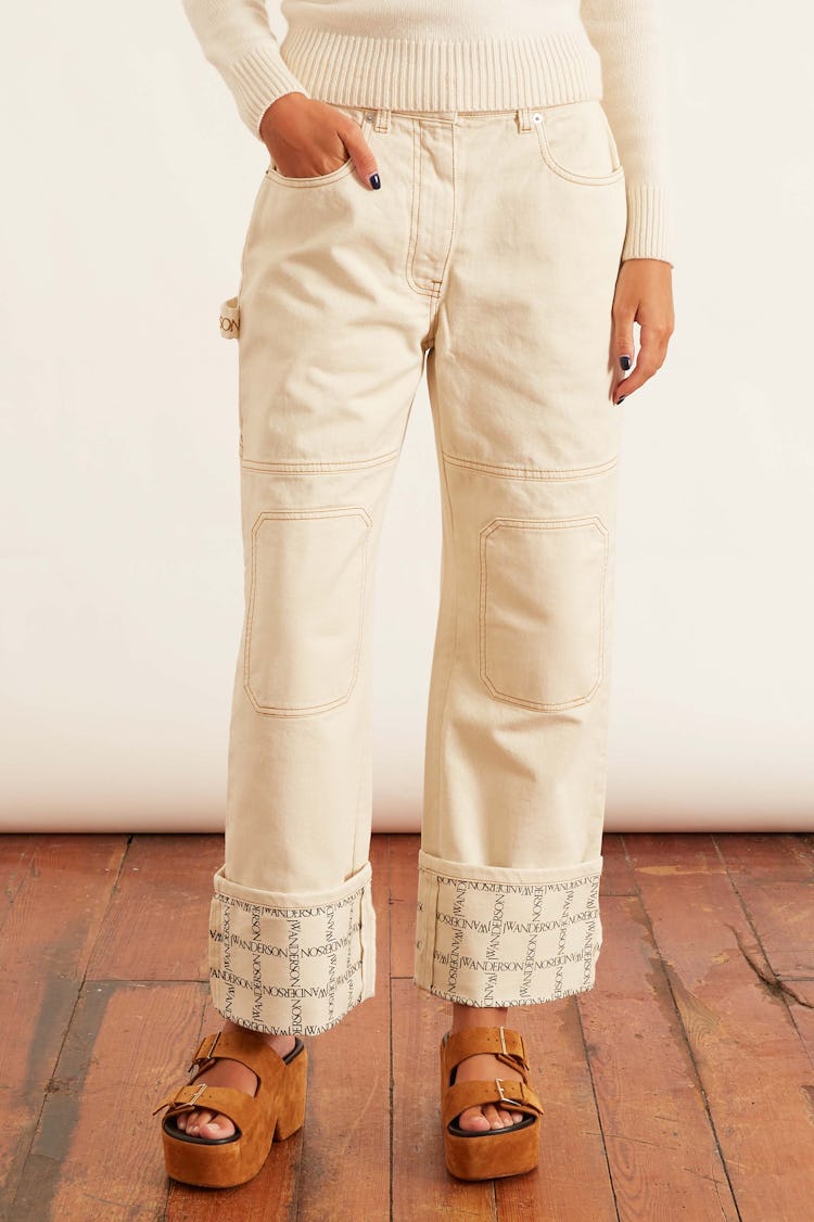 Logo Grid Workwear Jeans in Ivory: additional image