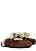 Brown shearling-trimmed suede mules: additional image