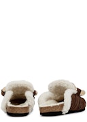 Brown shearling-trimmed suede mules: additional image