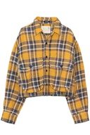 Oversized Cropped Shirt in Yellow Plaid: image 1