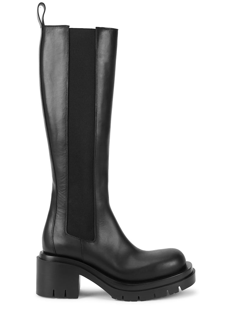 Lug black leather knee-high Chelsea boots: image 1