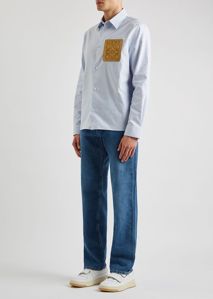 Blue logo tapered jeans: additional image