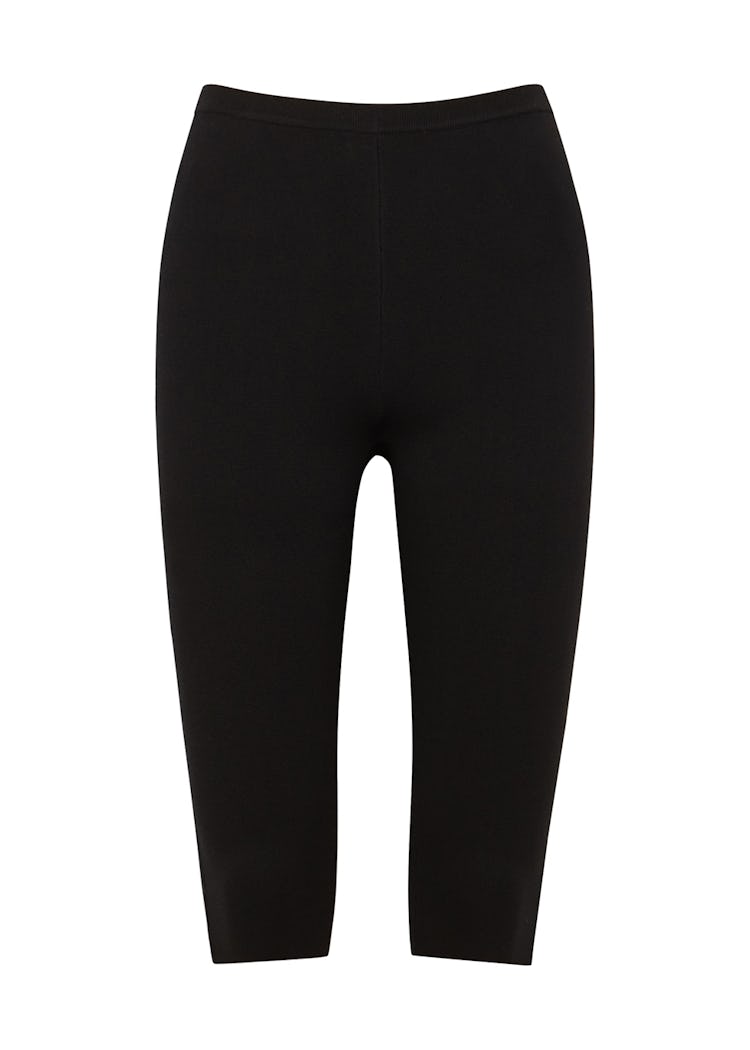 Black stretch-knit cycling shorts: image 1