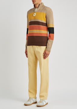 Striped half-zip ribbed wool jumper: additional image