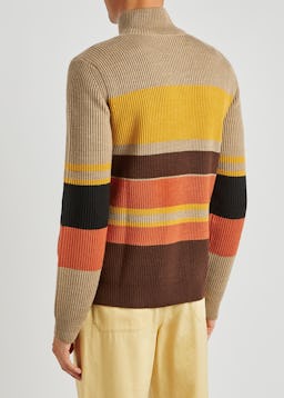 Striped half-zip ribbed wool jumper: additional image