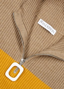 Striped half-zip ribbed wool jumper: additional image