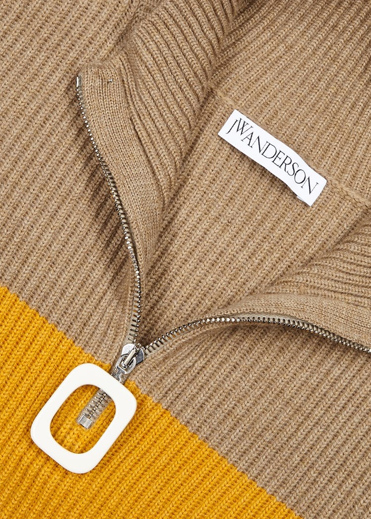 Striped half-zip ribbed wool jumper: additional image
