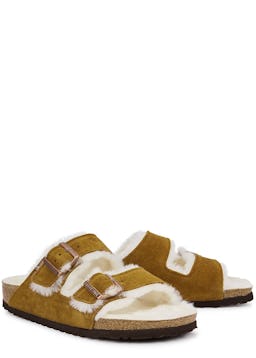 Arizona brown shearling-lined suede sliders: additional image