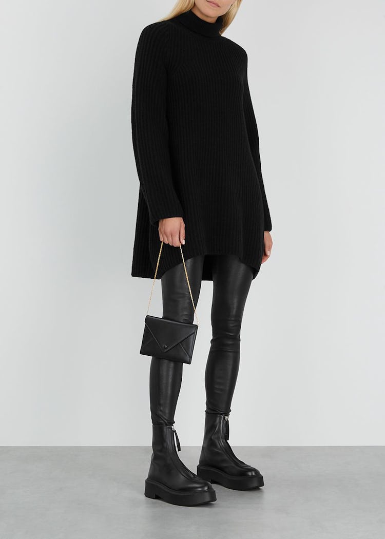 Zipped 1 black leather flatform ankle boots: additional image
