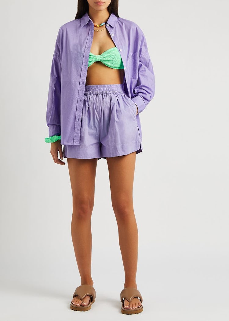 Chiara purple cotton shorts: additional image