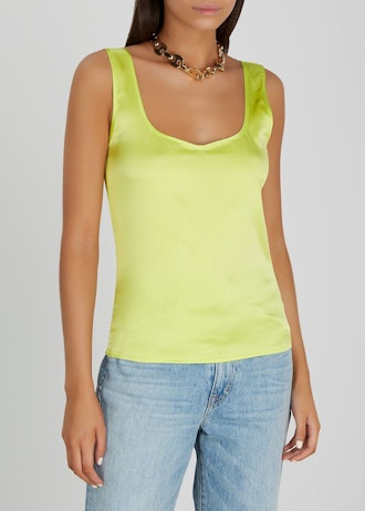 Edita lime stretch-silk top: image 1