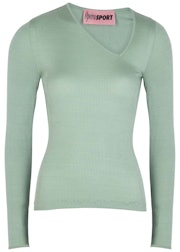 Eve mint green ribbed silk-jersey top: image 1