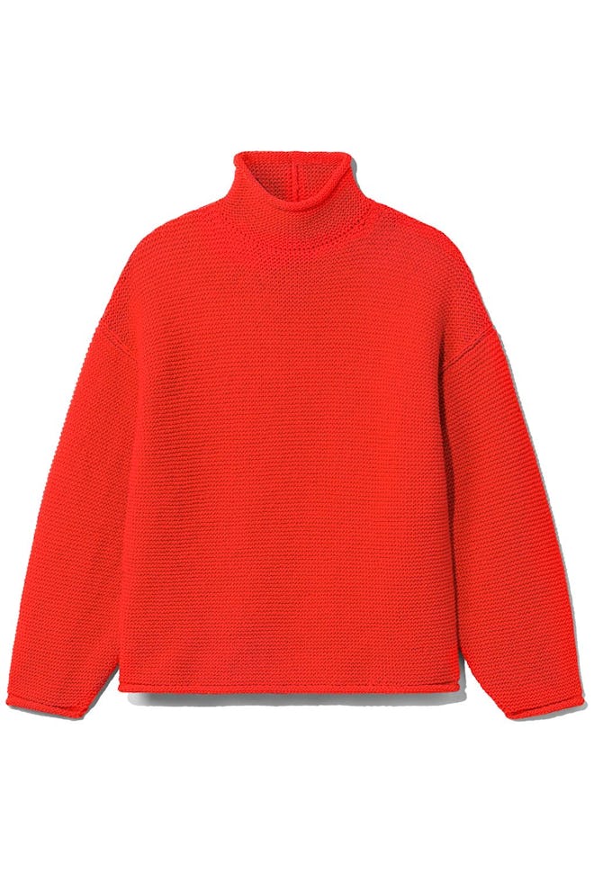 Cotton Turtleneck Sweater in Orange: image 1