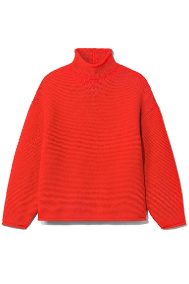 Cotton Turtleneck Sweater in Orange: image 1
