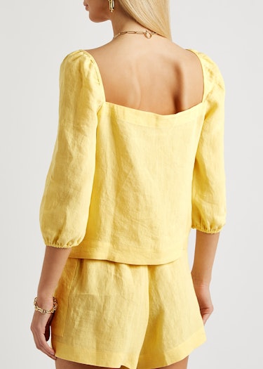 Nicola yellow linen top: additional image