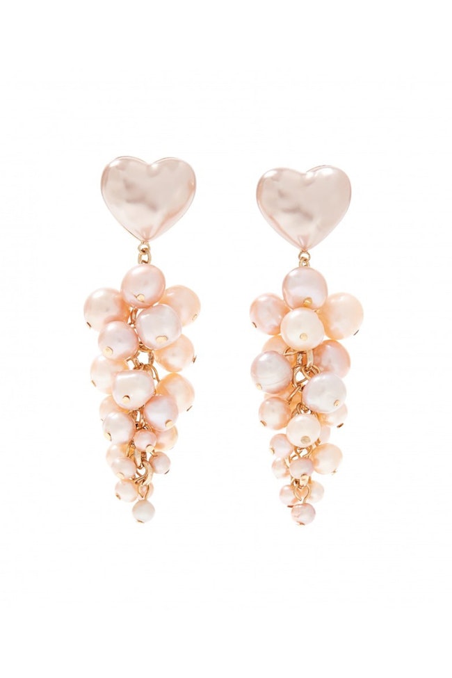 Tallulah Heart and Pearl Waterfall Earring in Pearl: image 1