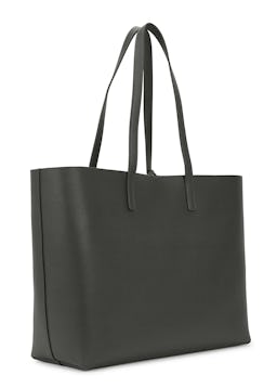Charcoal grained leather tote: additional image
