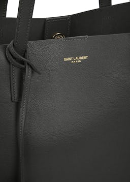 Charcoal grained leather tote: additional image