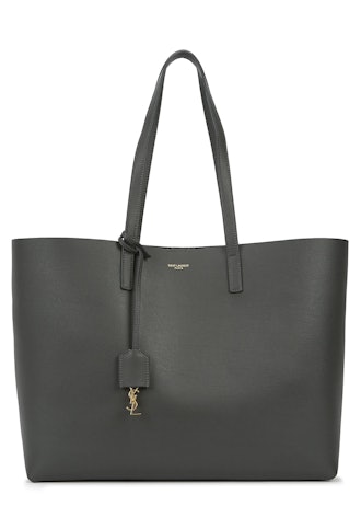 Charcoal grained leather tote: image 1