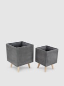 Fiber Clay Square Planters, Set Of 2: additional image