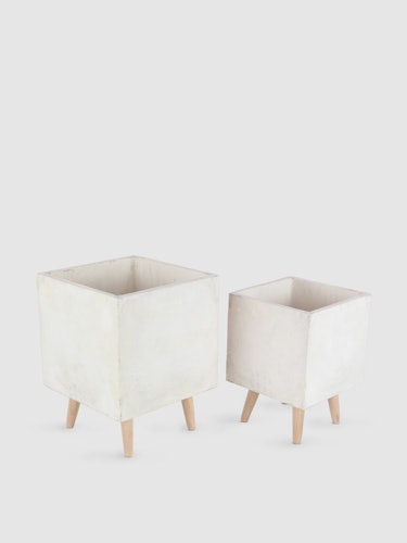 Fiber Clay Square Planters, Set Of 2: additional image