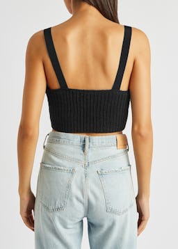 Black cable-knit bra top: additional image