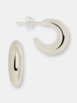 Sterling Silver Chunky Tube Stud Hoops: additional image