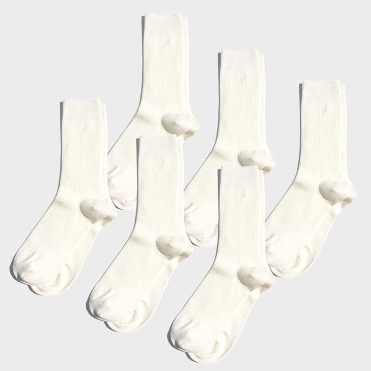 Basic Rib Crew Socks 6pairs - White: additional image