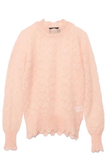 Long Sleeve Heart Stitch Jumper in Baby Pink: image 1