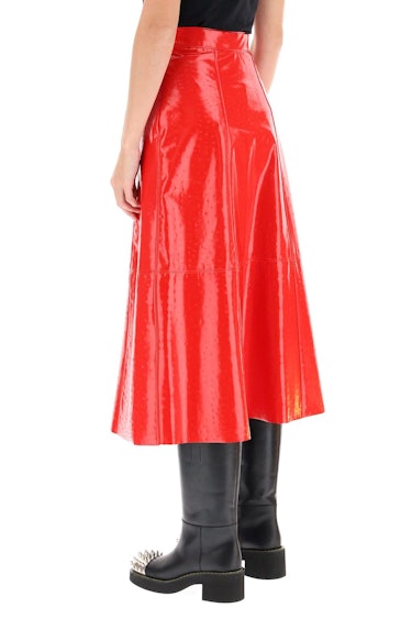 Msgm Ostrich-effect Faux Leather Midi Skirt: additional image