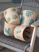 Banana Leaf Embroidery Soft Woven Basket - Plant Baskets: additional image
