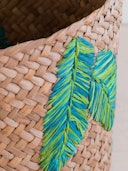 Banana Leaf Embroidery Soft Woven Basket - Plant Baskets: additional image
